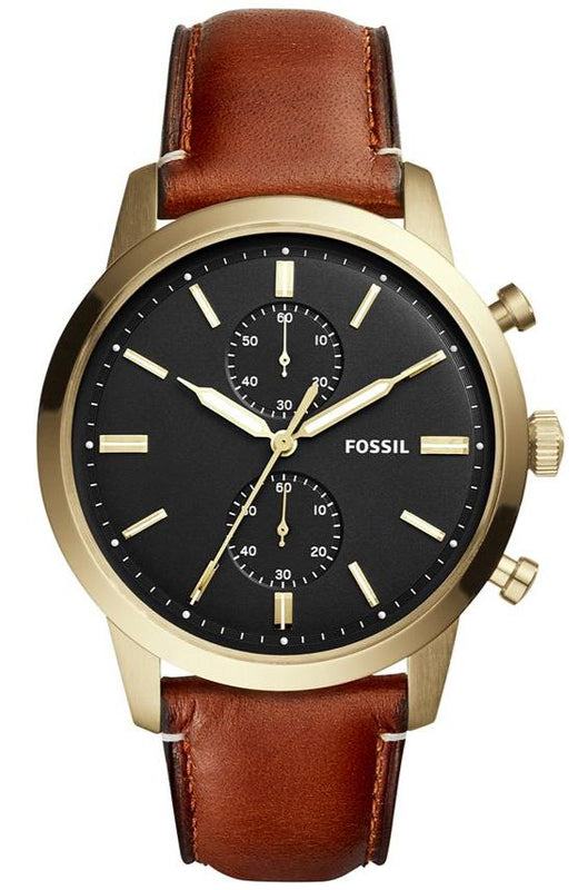  Shop Authentic Fossil Townsman Chronograph Black Dial Brown Leather Strap Watch for Men - FS5338 - Luxxuri
