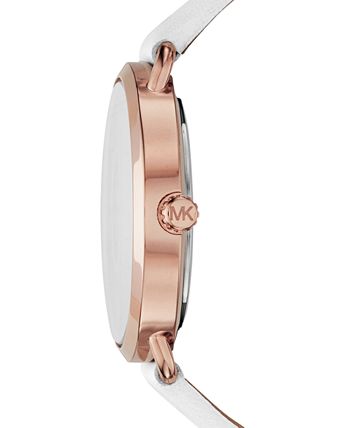  Shop Authentic Michael Kors Portia Rose Gold Dial White Leather Strap Watch For Women - MK2660 - Luxxuri