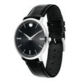  Shop Authentic Movado Ultra Slim Black Dial Black Leather Strap Watch For Men - 0607086 - Luxxuri