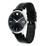  Shop Authentic Movado Ultra Slim Black Dial Black Leather Strap Watch For Men - 0607086 - Luxxuri