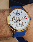  Shop Authentic Tommy Hilfiger Decker White Dial Blue Rubber Strap Watch for Men - 1791353 - Luxxuri