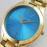  Shop Authentic Michael Kors Slim Runway Blue Dial Gold Steel Strap Watch for Women - MK3265 - Luxxuri