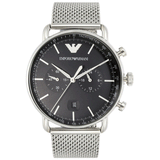  Shop Authentic Emporio Armani Chronograph Black Dial Silver Mesh Bracelet Watch For Men - AR11104 - Luxxuri