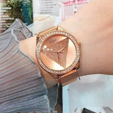  Shop Authentic Guess Tri Glitz Quartz Diamonds Rose Gold Dial Rose Gold Mesh Bracelet Watch For Women - W1142L4 - Luxxuri