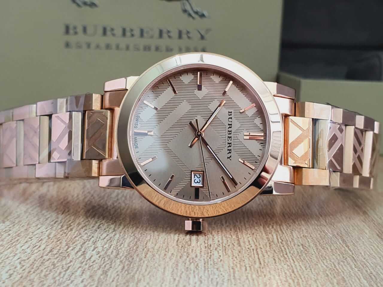 Burberry The City Rose Gold Dial Rose Gold Steel Strap Watch for Women - BU9039