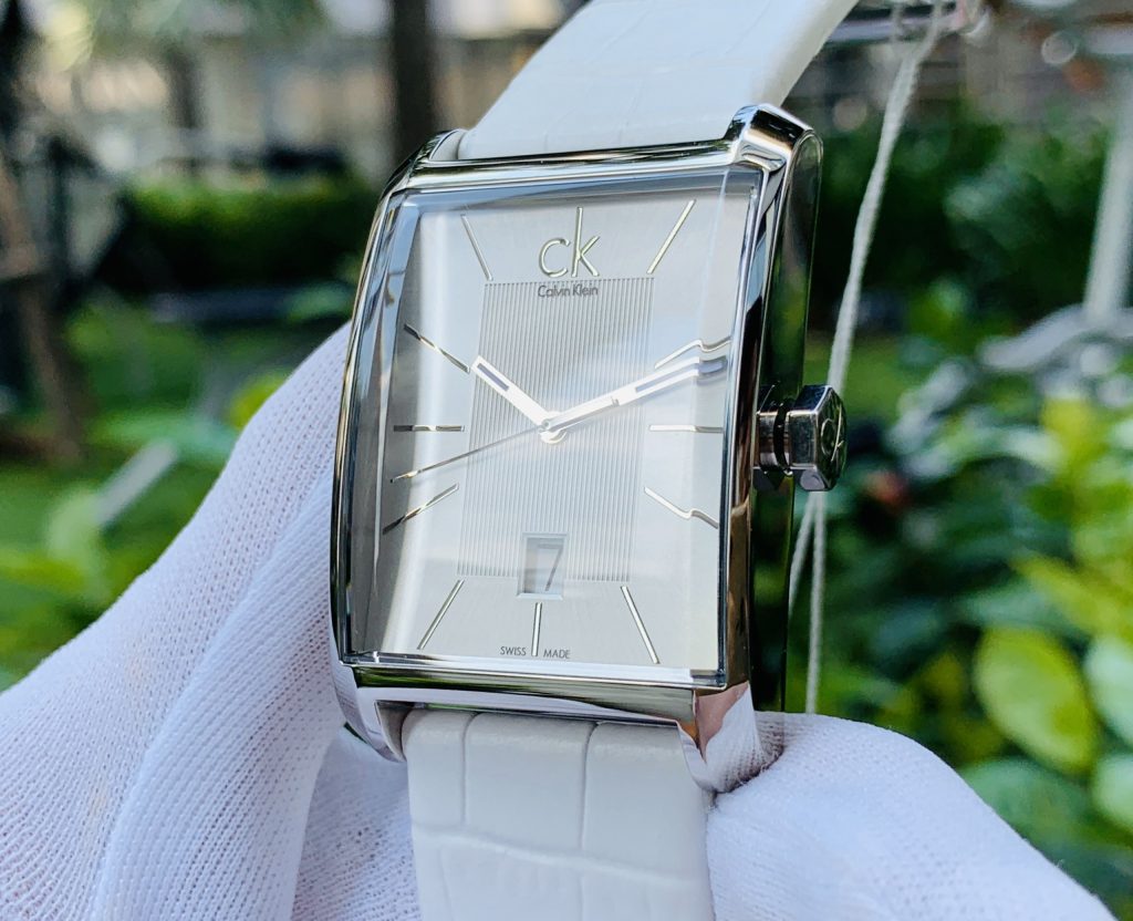 Shop Authentic Calvin Klein Window White Dial White Leather Strap Watch for Men - K2M21120 - Luxxuri