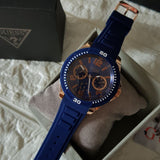  Shop Authentic Guess Trade Blue Dial Blue Silicone Strap Watch for Men - W0967G2 - Luxxuri