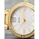  Shop Authentic Guess Park Ave South Analog White Dial Gold Steel Strap Watch For Women - W0767L2 - Luxxuri