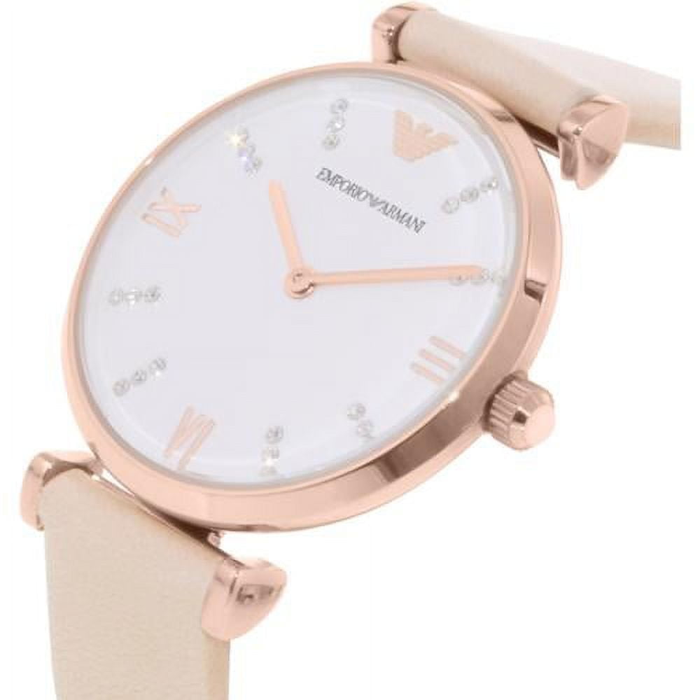  Shop Authentic Emporio Armani Gianni T Bar Quartz White Dial Beige Leather Strap Watch For Women - AR1927 - Luxxuri
