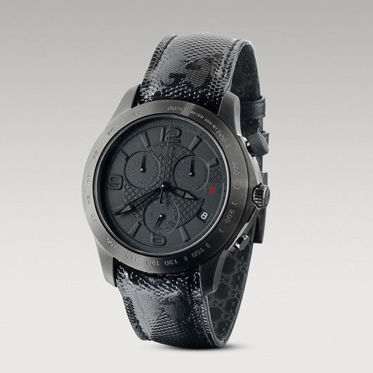  Shop Authentic Gucci G Timeless Quartz Chronograph Black Dial Black Leather Strap Watch For Men - YA126244 - Luxxuri