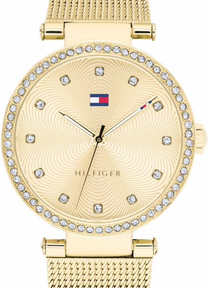  Shop Authentic Tommy Hilfiger Lynn Quartz Gold Dial Gold Mesh Bracelet Watch For Women - 1781864 - Luxxuri