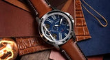  Shop Authentic Fossil Grant Twist Multifunction Blue Dial Brown Leather Strap Watch for Men - ME1161 - Luxxuri