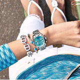  Shop Authentic Michael Kors Bradshaw Chronograph Blue Dial Silver Steel Strap Watch For Women - MK6099 - Luxxuri