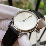  Shop Authentic Movado Museum Quartz Silver Dial Black Leather Strap Watch For Men - 2100001 - Luxxuri