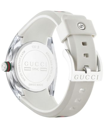  Shop Authentic Gucci Sync Quartz White Dial White Rubber Strap Unisex Watch - YA137302 - Luxxuri