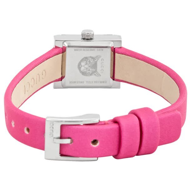  Shop Authentic Gucci G-Frame Square Fuchsia Mother of Pearl Dial Fuchsia Leather Strap Watch For Women - YA128533 - Luxxuri