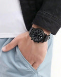  Shop Authentic Emporio Armani Luigi Chronograph Black Dial Black Leather Strap Watch For Men - AR11133 - Luxxuri