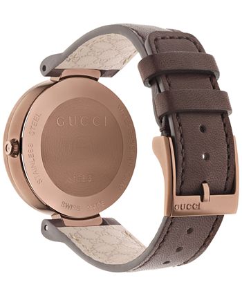  Shop Authentic Gucci Interlocking Brown Dial Brown Leather Strap Watch For Women - YA133309 - Luxxuri