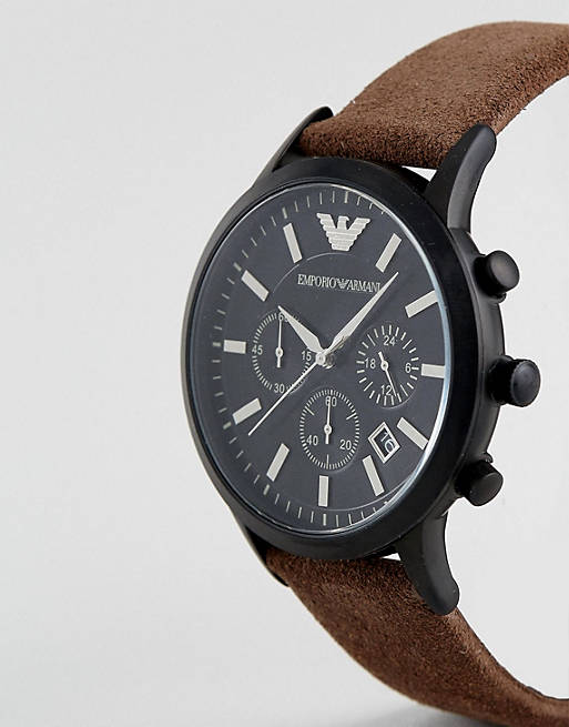  Shop Authentic Emporio Armani Chronograph Black Dial Brown Leather Strap Watch For Men - AR11078 - Luxxuri