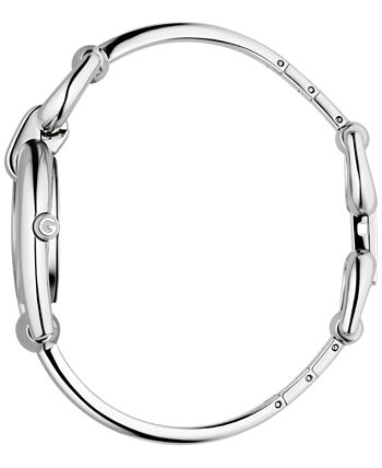  Shop Authentic Gucci Horsebit Collection Diamonds Mother of Pearl White Dial Silver Steel Strap Watch For Women - YA139504 - Luxxuri