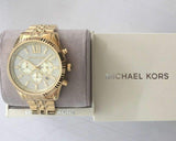  Shop Authentic Michael Kors Lexington Chronograph Gold Dial Gold Steel Strap Watch For Men - MK8579 - Luxxuri