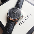  Shop Authentic Gucci G Timeless Quartz Black Dial Black Leather Strap Watch For Men - YA1264031 - Luxxuri