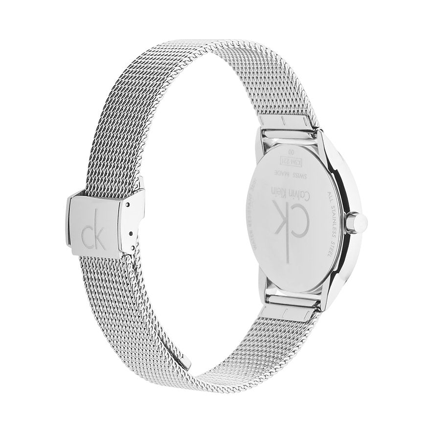  Shop Authentic Calvin Klein Minimal Grey Dial Silver Mesh Bracelet Watch for Men - K3M22124 - Luxxuri