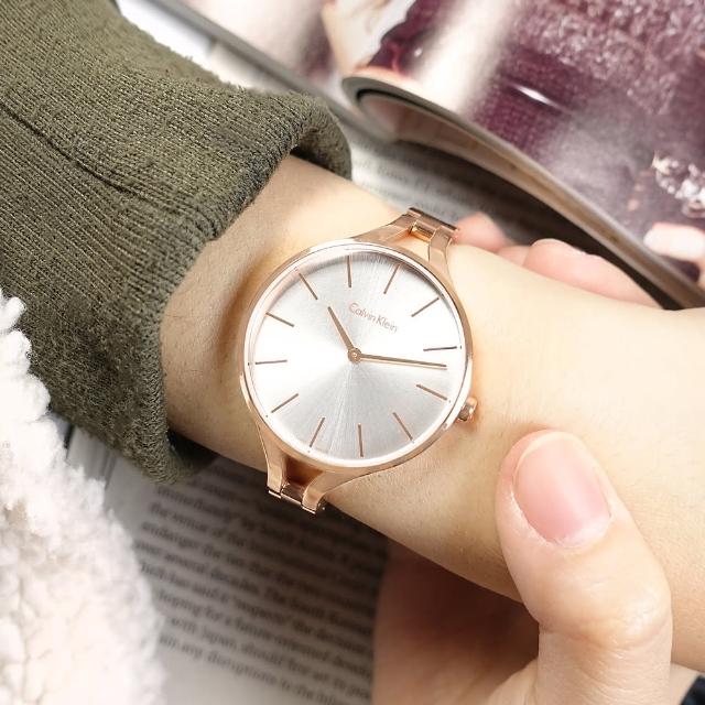  Shop Authentic Calvin Klein Graphic Silver Dial Rose Gold Steel Strap Watch for Women - K7E23646 - Luxxuri