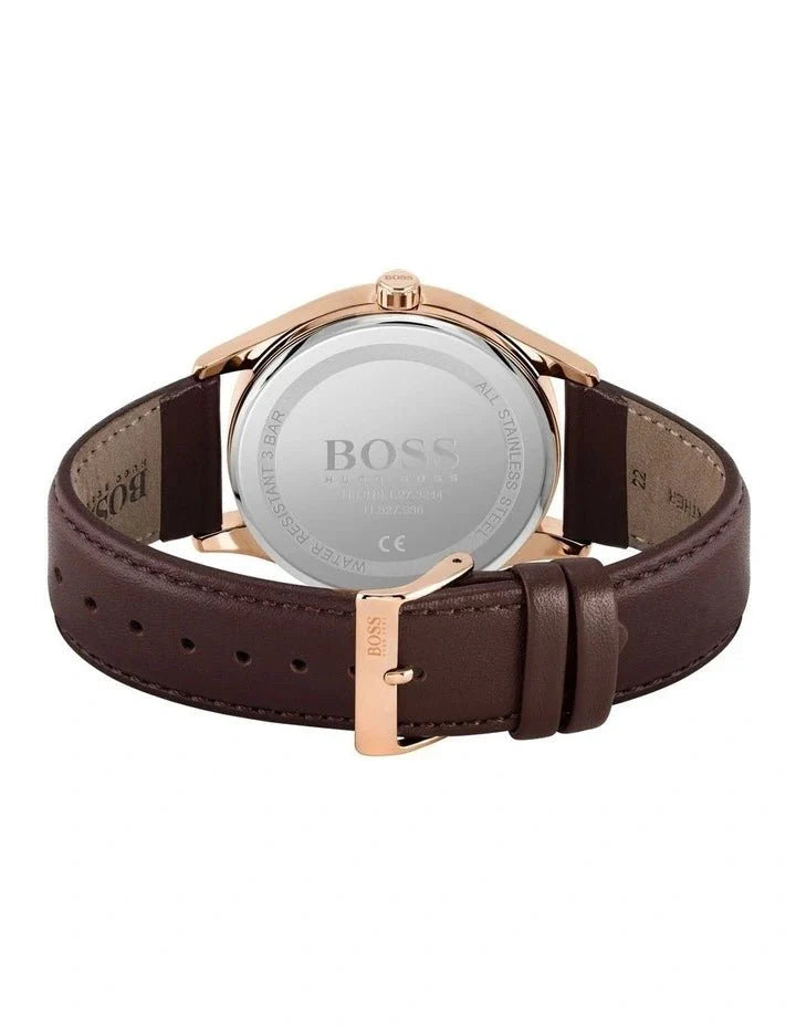  Shop Authentic Hugo Boss Navigator Grey Dial Brown Leather Strap Watch for Men - 1513496 - Luxxuri