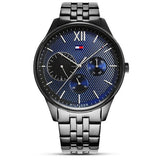  Shop Authentic Tommy Hilfiger Damon Quartz Chronograph Blue Dial Black Steel Strap Watch for Men - 1791454 - Luxxuri