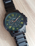  Shop Authentic Fossil Grant Sport Chronograph Black Dial Black Steel Strap Watch for Men - FS5374 - Luxxuri