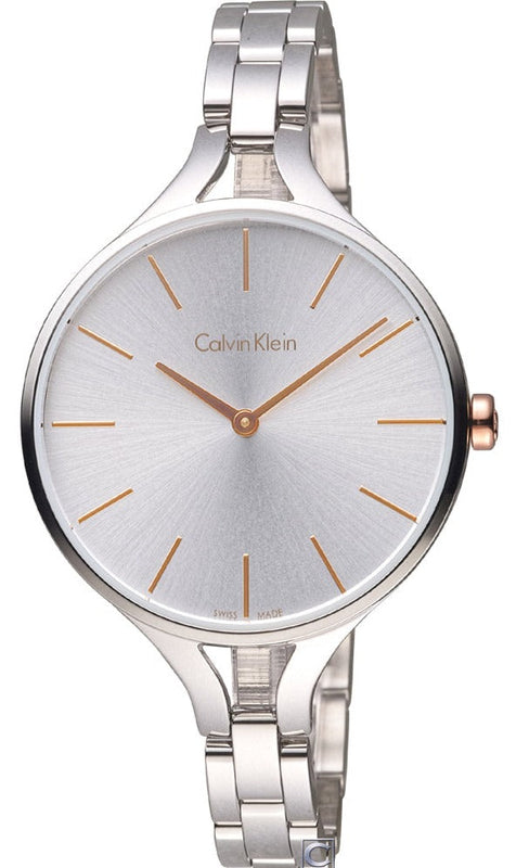  Shop Authentic Calvin Klein Graphic Silver Dial Silver Steel Strap Watch for Women - K7E23B46 - Luxxuri