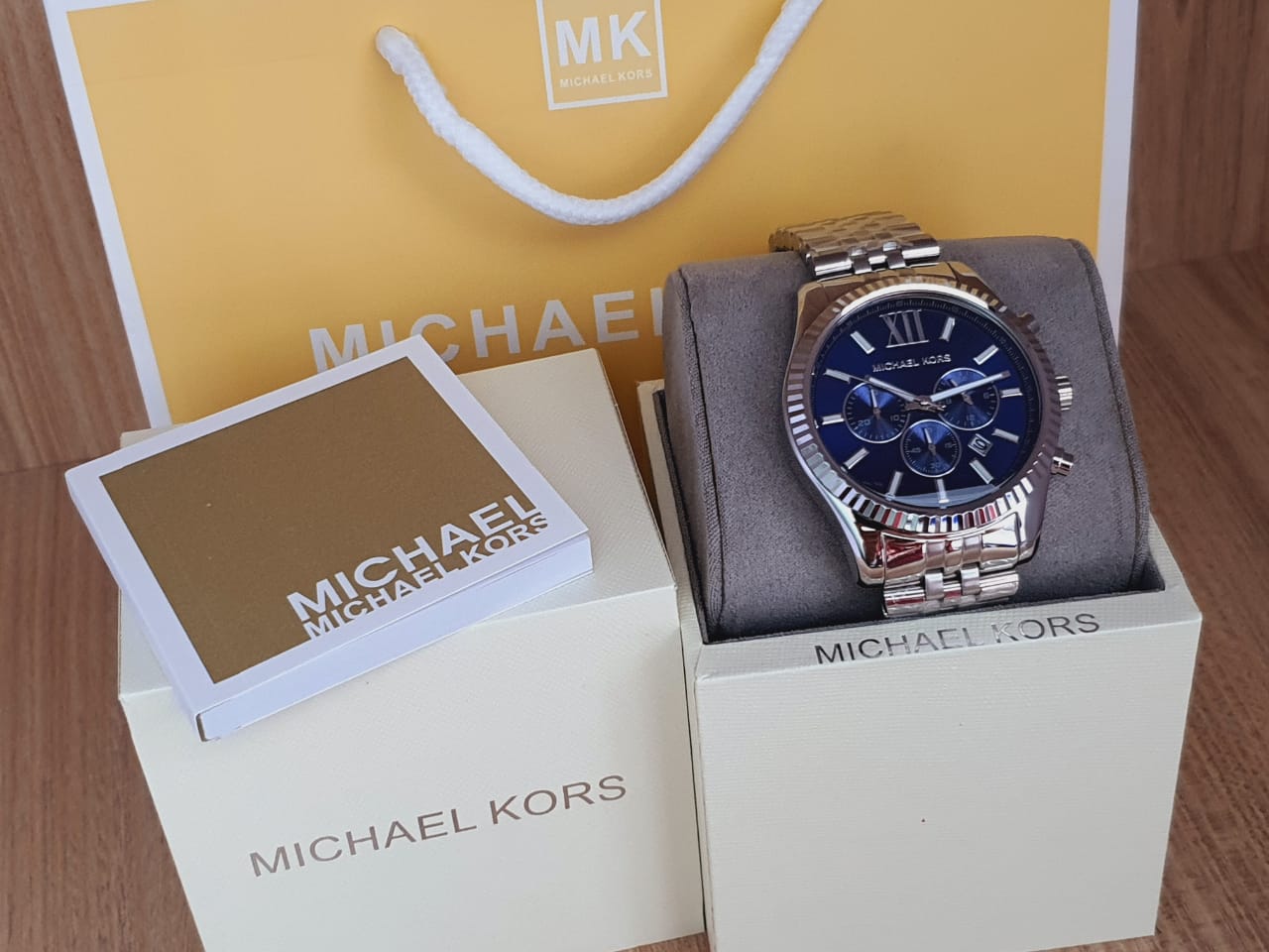  Shop Authentic Michael Kors Lexington Chronograph Blue Dial Silver Steel Strap Watch for Men - MK8280 - Luxxuri