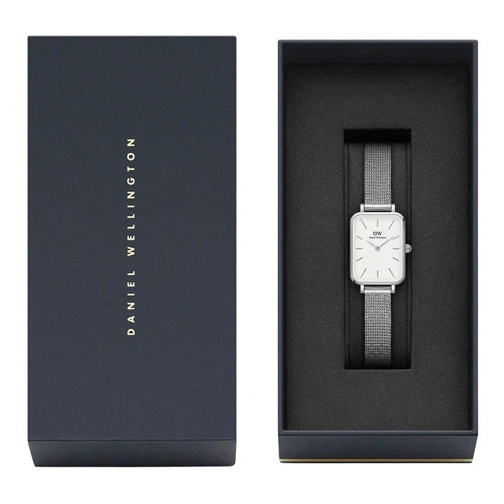  Shop Authentic Daniel Wellington Quadro Sterling White Dial Silver Mesh Strap Watch For Women - DW00100438 - Luxxuri