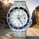  Shop Authentic Seiko 5 Sports SKX GMT Automatic Sky Blue Dial Silver Steel Strap Watch For Men - SSK033K1 - Luxxuri