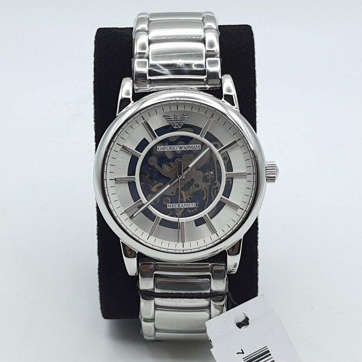  Shop Authentic Emporio Armani Meccanico Automatic Silver Dial Silver Steel Strap Watch for Men - AR60006 - Luxxuri