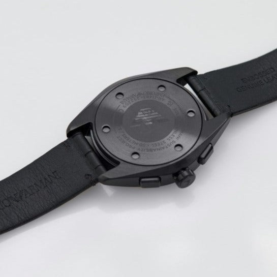  Shop Authentic Emporio Armani Claudio Chronograph Black Dial Black Leather Strap Watch For Men - AR11483 - Luxxuri