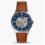  Shop Authentic Fossil Forrester Luggage Automatic Skeleton Blue Dial Brown Leather Strap Watch for Men - ME3179 - Luxxuri