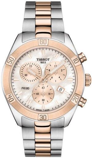  Shop Authentic Tissot PR 100 Sport Chic Chronograph Mother of Pearl Dial Two Tone Steel Strap Watch for Women - T101.917.22.151.00 - Luxxuri