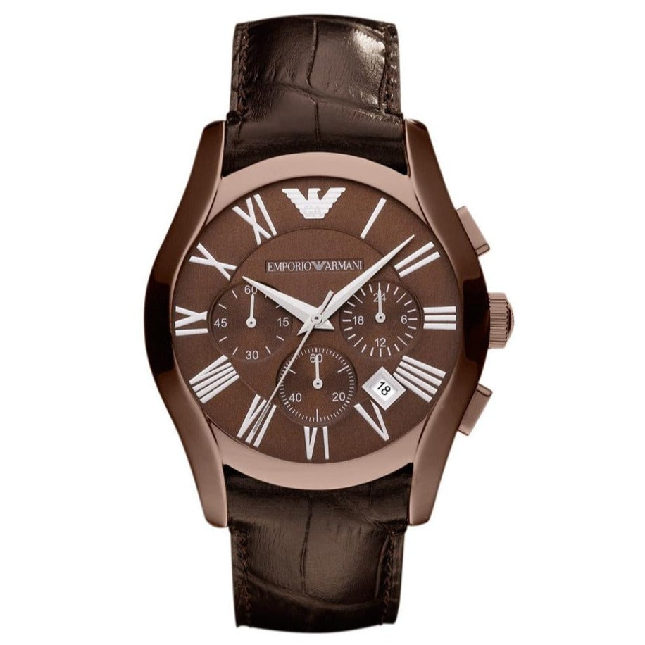  Shop Authentic Emporio Armani Valente Classic Brown Dial Brown Leather Strap Watch For Men - AR1609 - Luxxuri