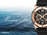  Shop Authentic Bulova Marine Star Chronograph Black Dial Black Rubber Strap Watch for Men - 98B104 - Luxxuri