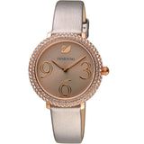  Shop Authentic Swarovski Crystal Frost Grey Dial Grey Leather Strap Watch for Women - 5484067 - Luxxuri