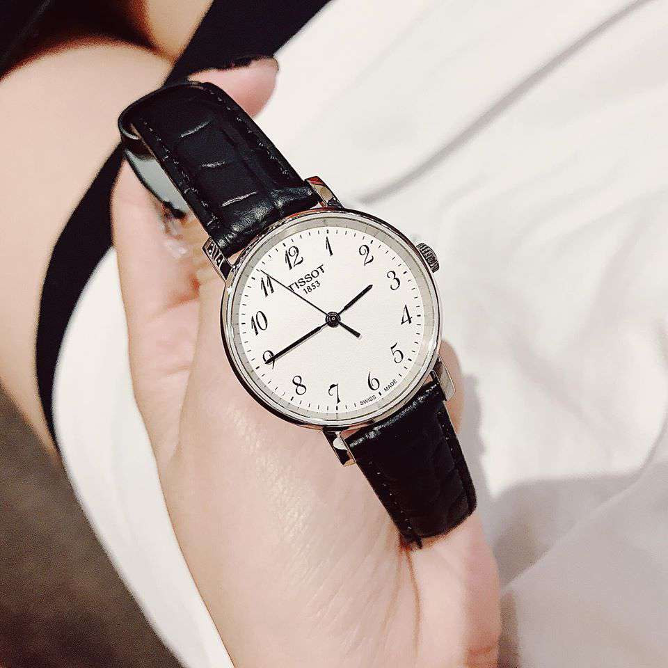  Shop Authentic Tissot Everytime Small White Dial Black Leather Strap Watch For Women - T109.210.16.032.00 - Luxxuri