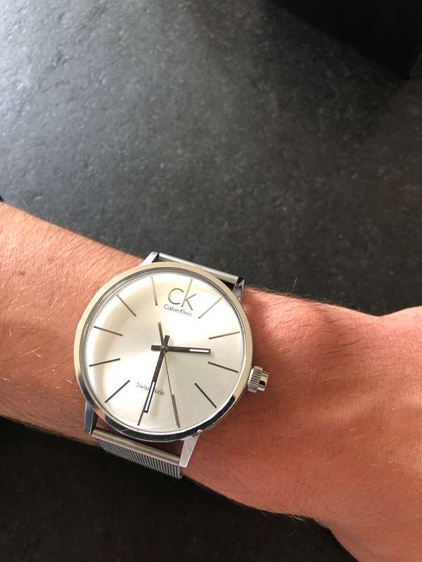  Shop Authentic Calvin Klein Post Minimal Silver Dial Black Leather Strap Watch for Men - K7621192 - Luxxuri