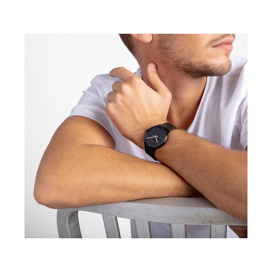  Shop Authentic Calvin Klein Minimal Black Dial Black Mesh Bracelet Watch for Men - K3M21421 - Luxxuri
