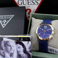  Shop Authentic Guess Marina Chronograph Blue Dial Blue Denim Strap Watch For Women - W1057L1 - Luxxuri