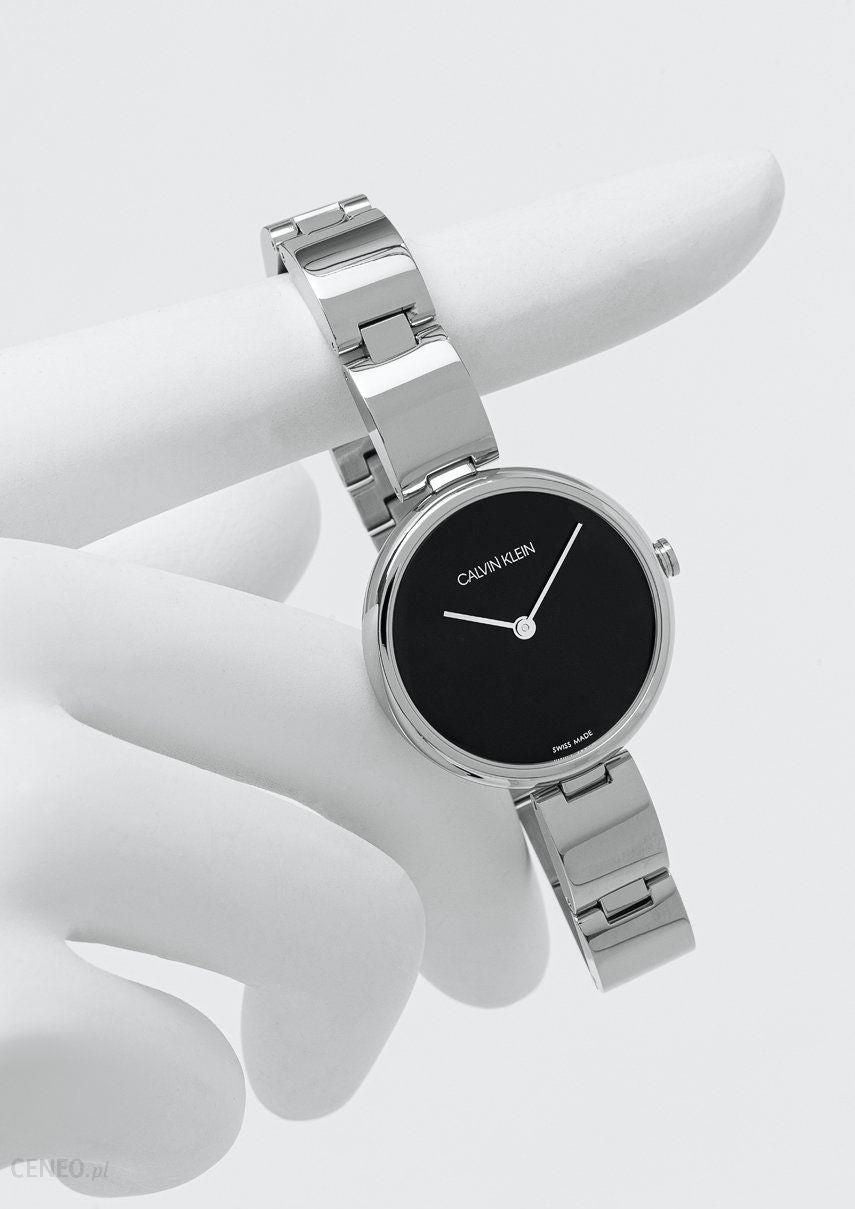  Shop Authentic Calvin Klein Wavy Black Dial Silver Steel Strap Watch for Women - K9U23141 - Luxxuri