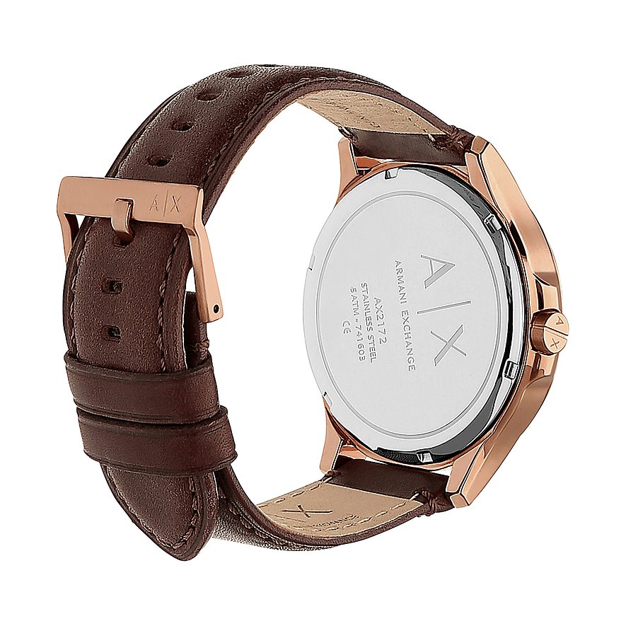  Shop Authentic Armani Exchange Hampton Chronograph Blue Dial Brown Leather Strap Watch For Men - AX2172 - Luxxuri