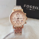  Shop Authentic Fossil Boyfriend Chronograph Rose Gold Dial Rose Gold Steel Strap Watch for Women - ES3380 - Luxxuri