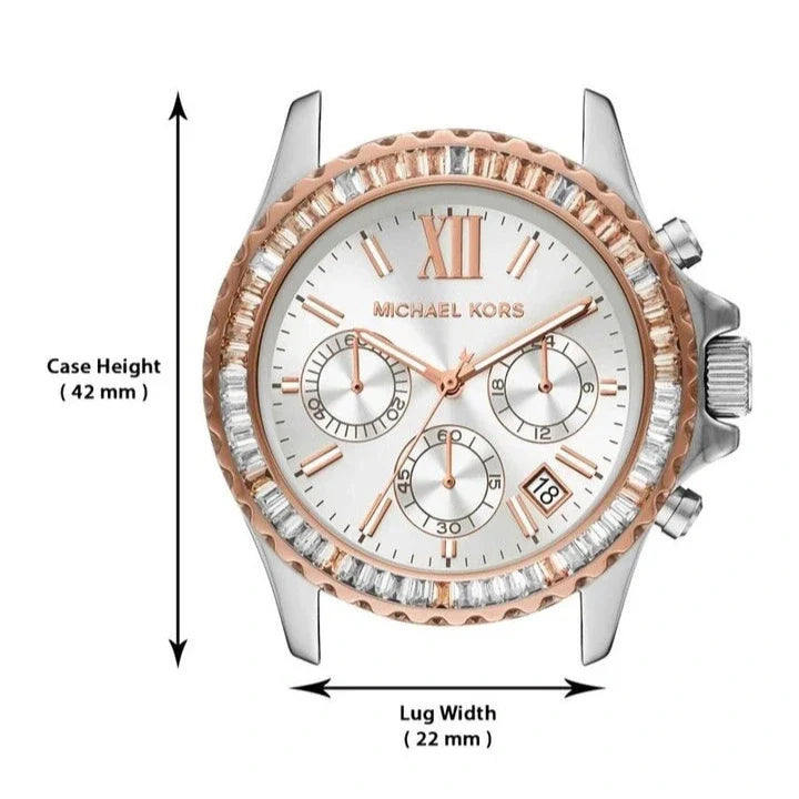  Shop Authentic Michael Kors Everest Chronograph Silver Dial Two Tone Steel Strap Watch For Women - MK6975 - Luxxuri